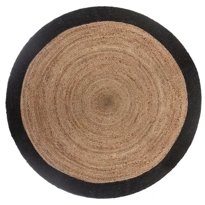 Atmosphera Createur D'Interieur Alfombra de yute borde negro D. 120 cm
