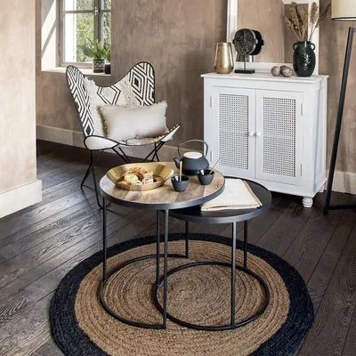Atmosphera Createur D'Interieur Alfombra de yute borde negro D. 120 cm – foto 1