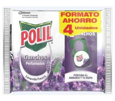 Polil Gancho perfumado lavanda 4 ganchos (pack de 6)