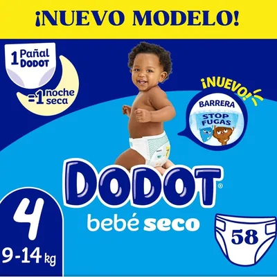 Dodot Pañal Bebé Seco T4 9-14kg 58 pañales – Ropa bebé y niño