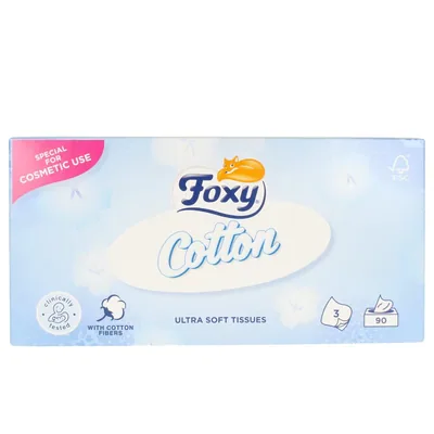 Foxy Facial 3 capas cotton 90 pañuelos (pack de 12)