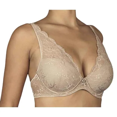 Selene Bralette de encaje con copa forrada acolchada y aro marfil talla 90B – foto 3