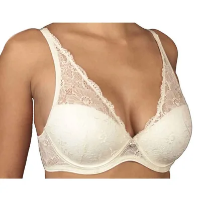 Selene Bralette de encaje con copa forrada acolchada y aro marfil talla 105B – foto 2