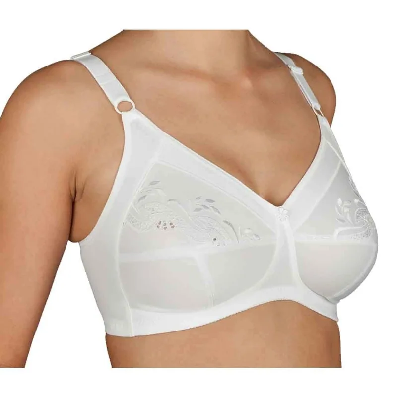 Selene Sujetador Barbara bordado sin aros tallas fuertes blanco 110B