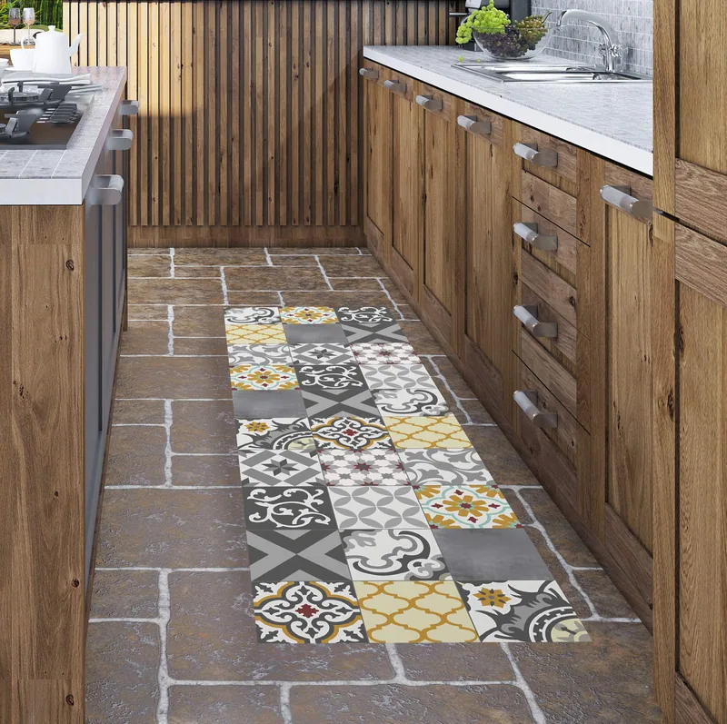 Stor Planet Alfombra vinílica acolchada Croma Patch gris y ámbar 60x200 cm - 1 unidad