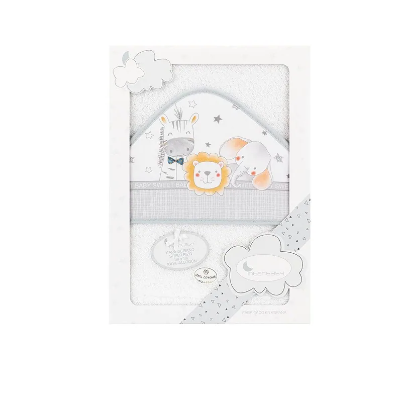 Interbaby Capa de Baño Bebe Blanco/Gris - 1 unidad