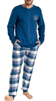 Muydemi 350506 Pijama de franela hombre azul talla M