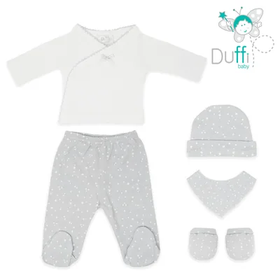 Duffi Baby Set primera puesta bebé recién nacido estrellas gris – foto 3