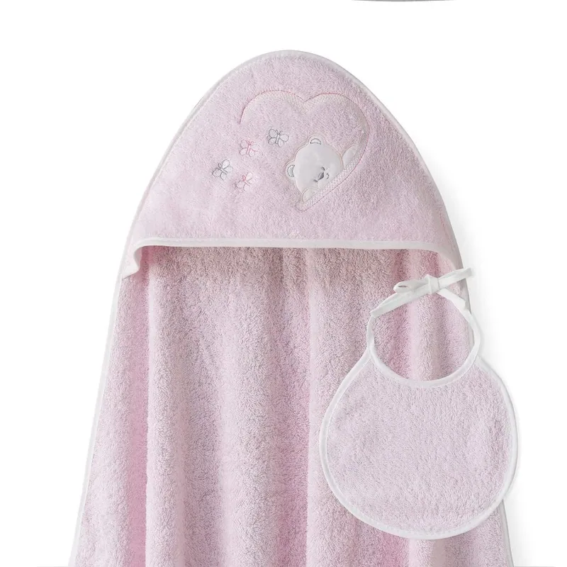 Interbaby Capa de Baño Bebe Rosa + Babero - 1 unidad