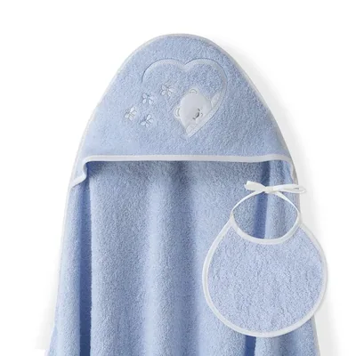 Interbaby Capa de Baño Bebe Azul + Babero