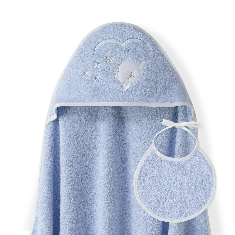 Interbaby Capa de Baño Bebe Azul + Babero - 1 unidad
