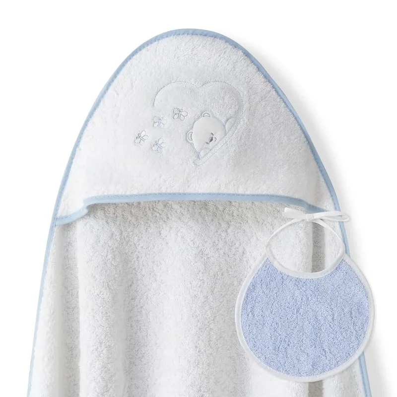 Interbaby Capa de Baño Bebe Blanco/Azul + Babero - 1 unidad