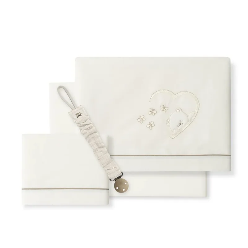 Interbaby Sábanas de cuna Oso Mariposa beige