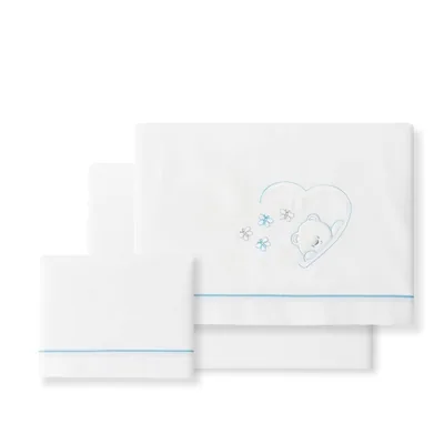 Interbaby Sábanas de cuna Oso Mariposa blanco y azul – foto 2