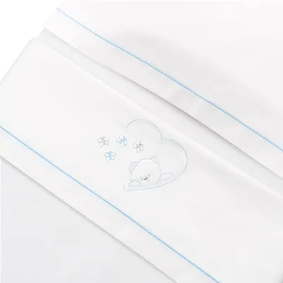 Interbaby Sábanas de cuna Oso Mariposa blanco y azul – foto 5