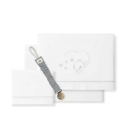 Interbaby Sábanas de cuna Oso Mariposa blanco y gris