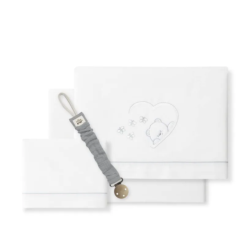 Interbaby Sábanas de cuna Oso Mariposa blanco y gris