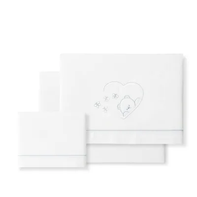 Interbaby Sábanas de cuna Oso Mariposa blanco y gris – foto 2
